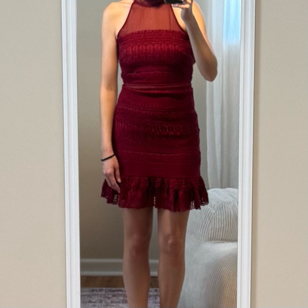 Elegant Burgundy Lace Dress